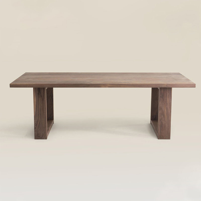 Nut-Brown Rectangular Solid Wood Dining Table, 29.53"H x 55.12"L x 27.56"W