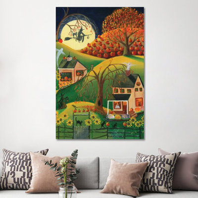 Halloween Witches House by Cheryl Bartley - Wrapped Canvas Print