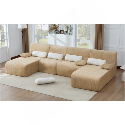 Oversized Sectional Sofa 132.2" Boneless Sofa U-shaped Sofa Couch Cozy Sofa for Living Room, Coffee