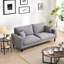 Canapé confortable 3 places, velours côtelé gris, cadre en bois pour chambre à coucher, appartement, bureau, dortoir, appartement