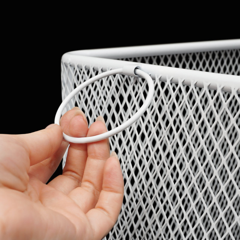Metal Mesh Laundry Storage Cart, Laundry Basket With Wheels, White