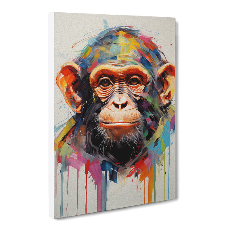 Monkey Gestural - Wrapped Canvas, 76cm H x 50cm W x 3cm D