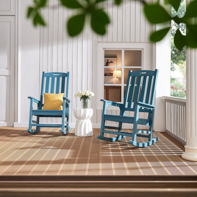 Oversized Outdoor Rocking Chair Set of 2 – All-Weather HIPS High Back Patio Rocker