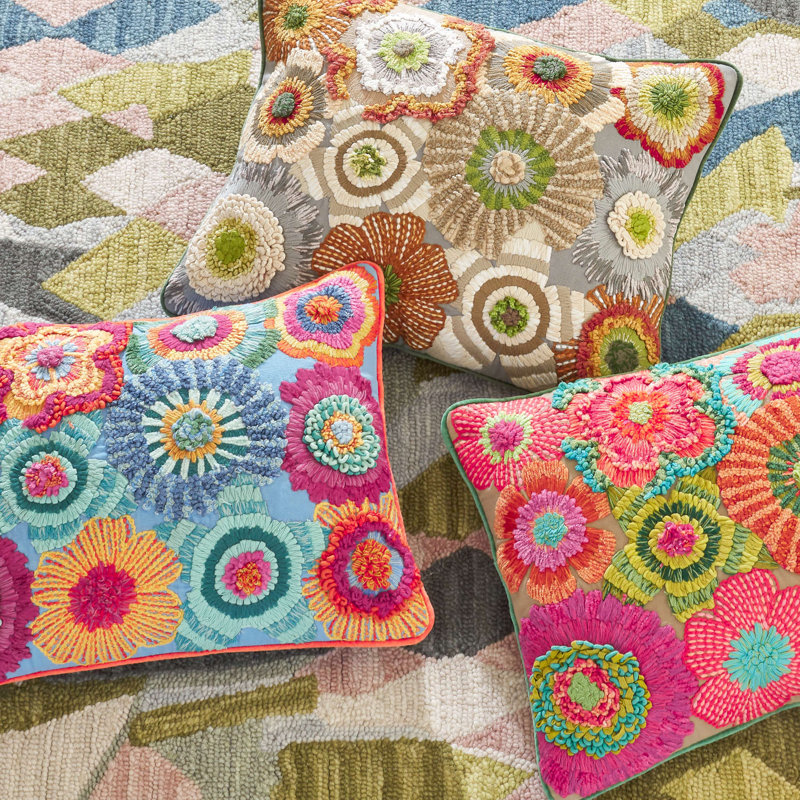 Coussin décoratif brodé Bramble, Naturel, Housse de coussin seulement - sans coussin