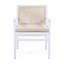 Ensemble de 2 chaises de salle à manger d'extérieur, fauteuil de patio en bois d'acacia avec dossier en corde et coussin hydrofuge, structure blanche, capacité de poids de 400 lb