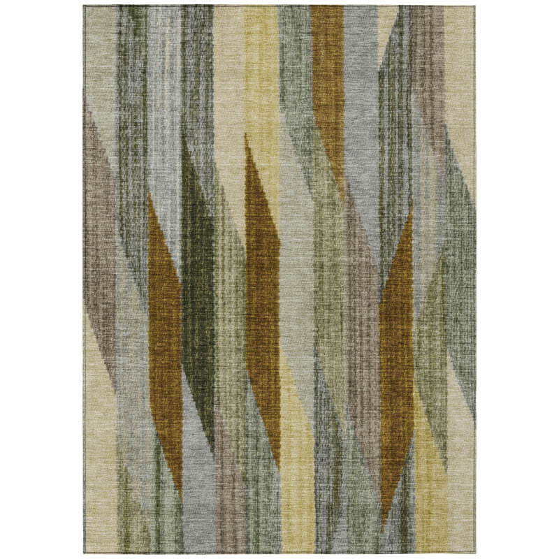 Machine Washable Indoor/Outdoor Chantille ACN2720 Striped Rug, Pewter, 10' x 14'