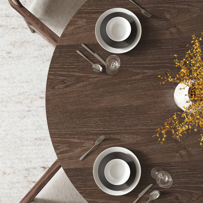 Table de salle à manger en bois massif brun foncé, H 29,52 po x L 47,24 po x l 47,24 po