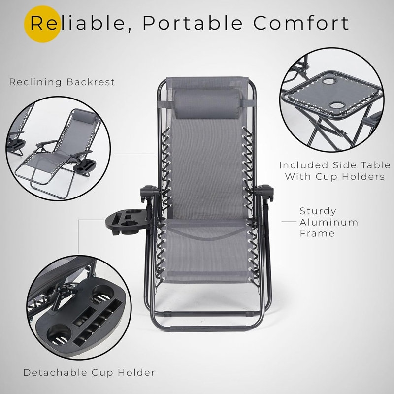 Tammeka Folding Recliner Chair, Gray