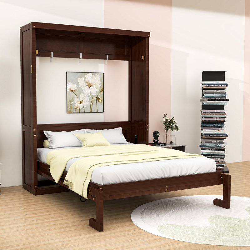Lit escamotable avec armoire peu encombrante, Lit double, Espresso