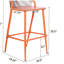 Ensemble de 2 tabourets de bar d'extérieur à structure en aluminium à hauteur d'assise de 29 po avec dossier en forme de feston tissé à la corde, orange