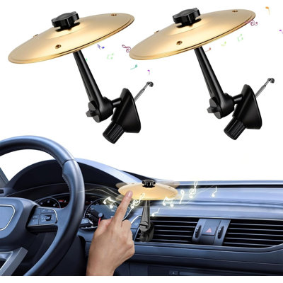 2 pièces, mini-pince pour évent de cymbale de voiture en or, ornement de décoration musicale en acier inoxydable, décoration intérieure de voiture de loisir amusante, cadeau de fantaisie pour les mélomanes