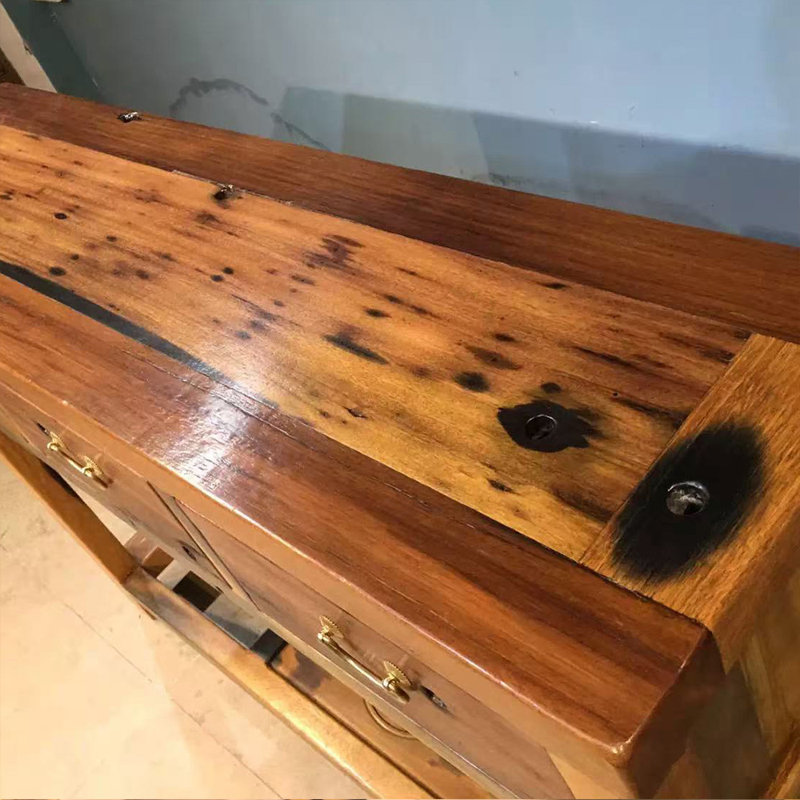 Console Mid-Century à trois tiroirs, H 39,4 po x l 70,9 po x P 14,2 po