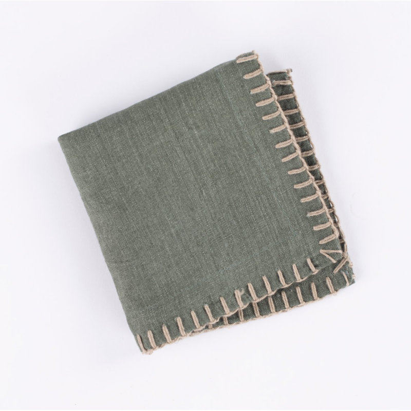 Evaline Brody Linen Cocktail Napkins, Kale