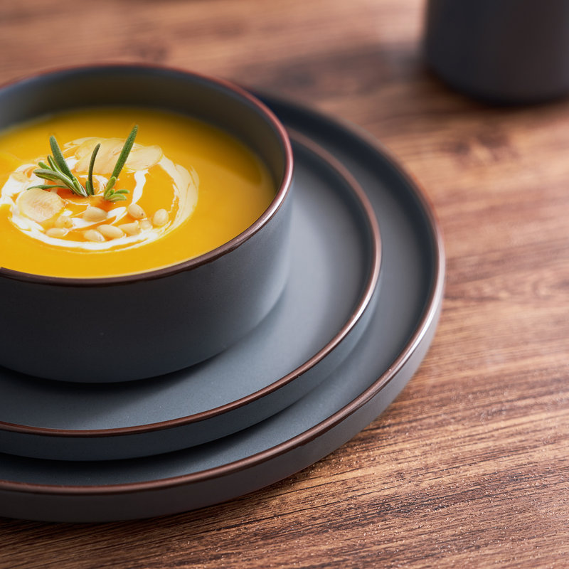 Bevery Piece Stoneware Dinnerware Set - Service for 4, Charcoal