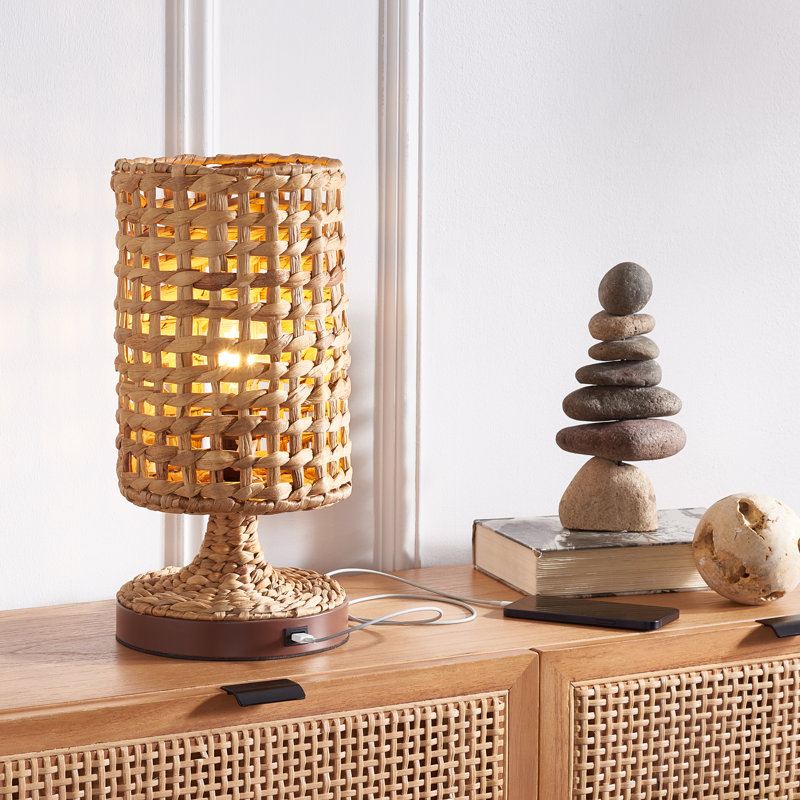 Naelle Water Hyacinth USB Table Lamp, Natural