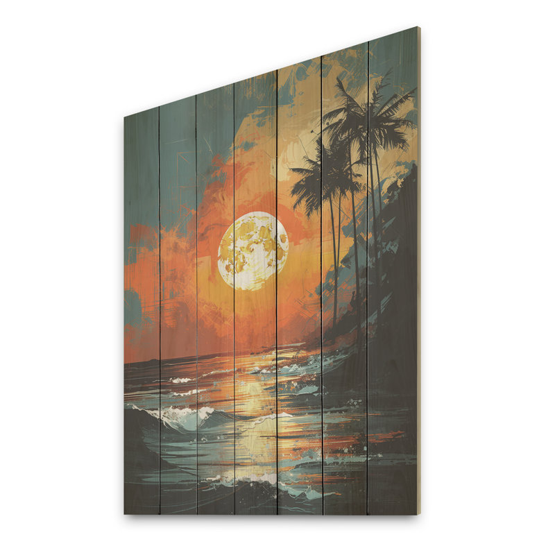 Sunset Strip At Coastal Paradise I - Minimalisme côtier sur bois, H 32 po x l 24 po