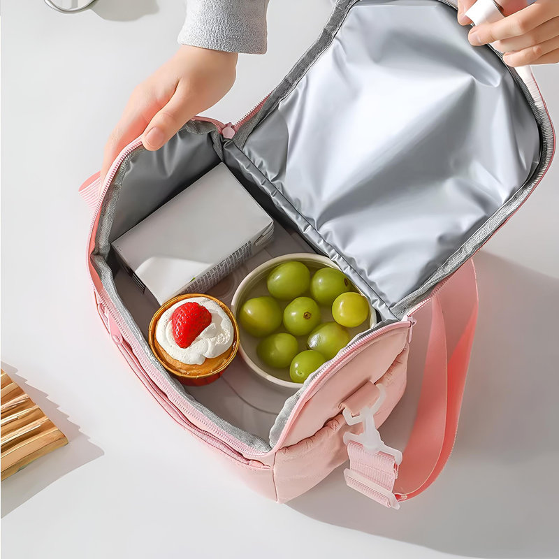 Portable Insulated Lunch Bag, Pink