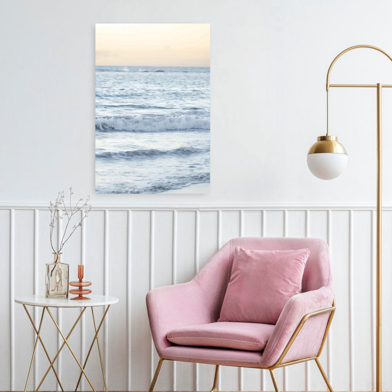 Coucher de soleil et mer, art mural contemporain abstrait, H 24 po x l 16 po