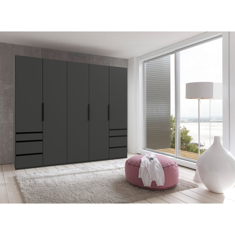 Guardino 5 Door Wardrobe, 216cm H x 250cm W x 58cm D, Graphite
