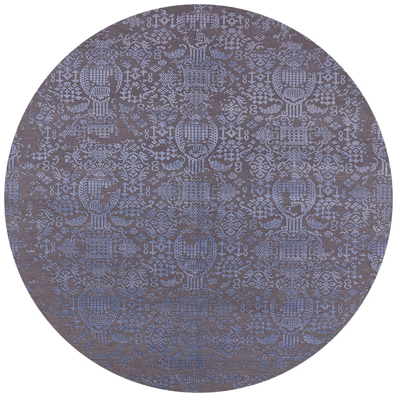 Tapis oriental bleu / gris Guilden, Rond 8 pi