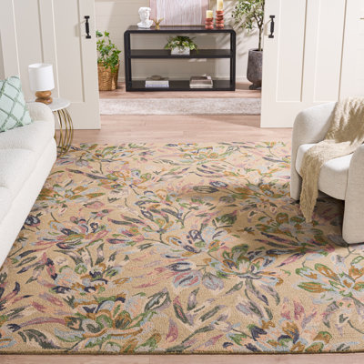 Lyia Hand Tufted Wool/Cotton Floral Rug in Blue/Green/Beige