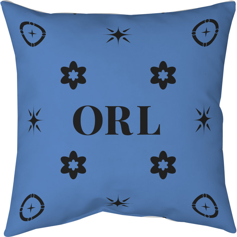 Coussin en coton Orlando, 30 pouces x 30 pouces, Orlando noir bleu, Coussin de sol en sergé Poly