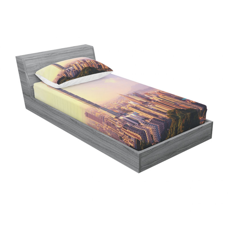 Ensemble de draps Evening Skyline of Taipei, Ensemble de draps pour lit simple TG avec drap-hou