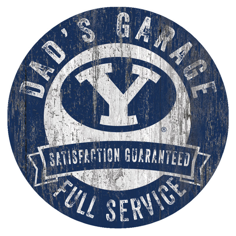 «NCAA Dad's Garage Sign», impression sur bois, Université Brigham Young