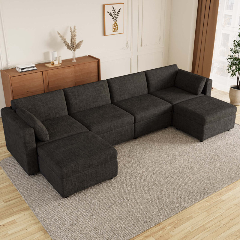 Canapé modulaire à accoudoirs modulaire Modern, Chenille noir