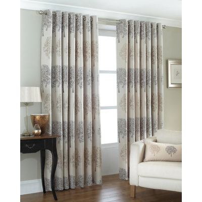  Jacquard Tree Eyelet Curtains