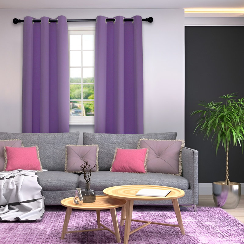 Ranheid Blackout Curtain Pair, Purple, 66cm Width x 213cm Drop