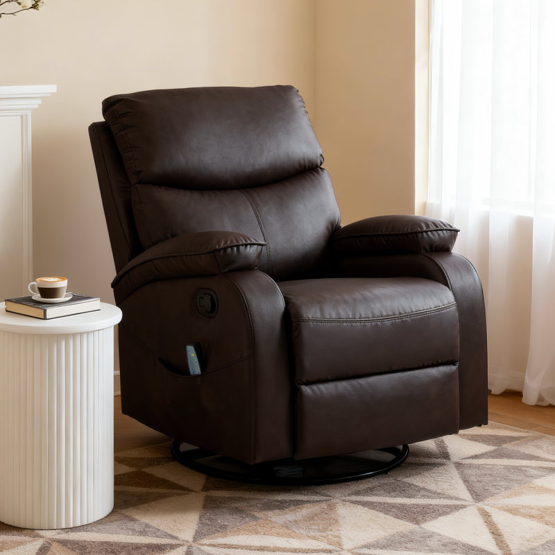 85.1cm Wide Standard Recliner with Massager, Brown