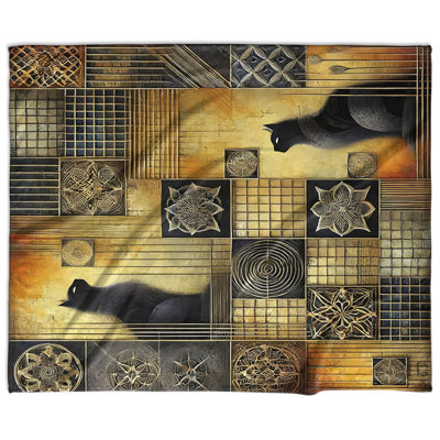 Two Black Cats Velveteen Blanket