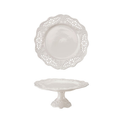 Stoneware Scalloped Pedestal