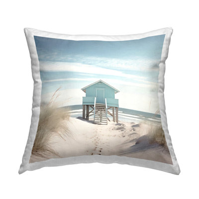 Coastal Lookout Hut Decorative Printed Throw Pillow Design by Irena Orlov
