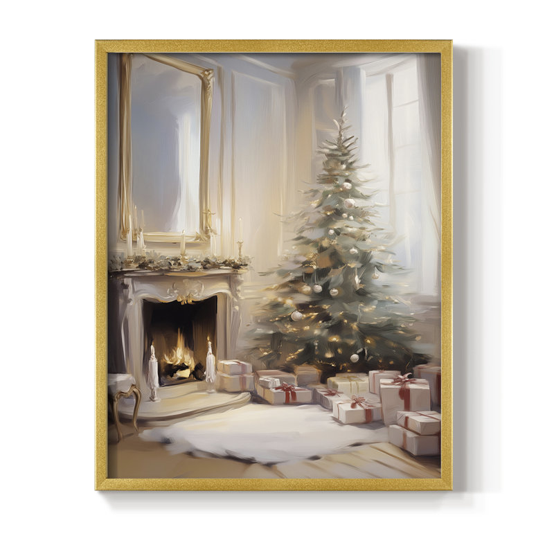Art des Fêtes de Noël - Série 2 - CECV, reproduction d'art encadrée - bois massif, H 30 po x l 24 po, Doré