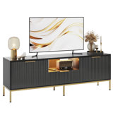 Kruszewski 55" Fluted TV Stand for 60 Inch TV, Glossy Media Console with Wave Pattern Buffet Cabinet