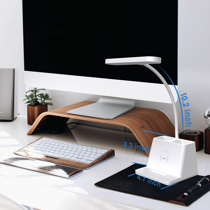 15" White Desk Lamp with Wireless Charger
