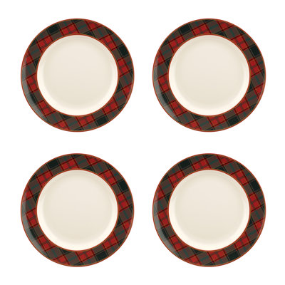 Christmas Tree TARTAN DINNER PLATE 10.5" SET OF 4