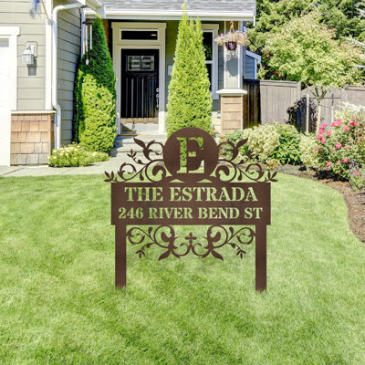 MAY41 Custom Metal Signs Metal Name Sign Metal Art Split Letter Monogram Stake Metal Garden Accent Art Last Name Sign Family Name Sign Personalized Wedding Gift Fire Pit Sign Outdoor Accent Cabin Sign
