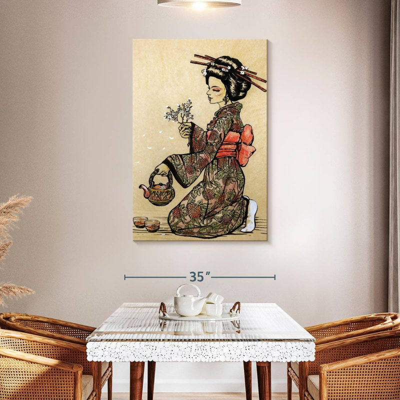 Leisha Geisha Serving Tea, 48" H x 32" W