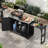 78.3" Outdoor Kitchen Island Grill Table With Trash Can Storage And Stainless Steel Top-1326738190