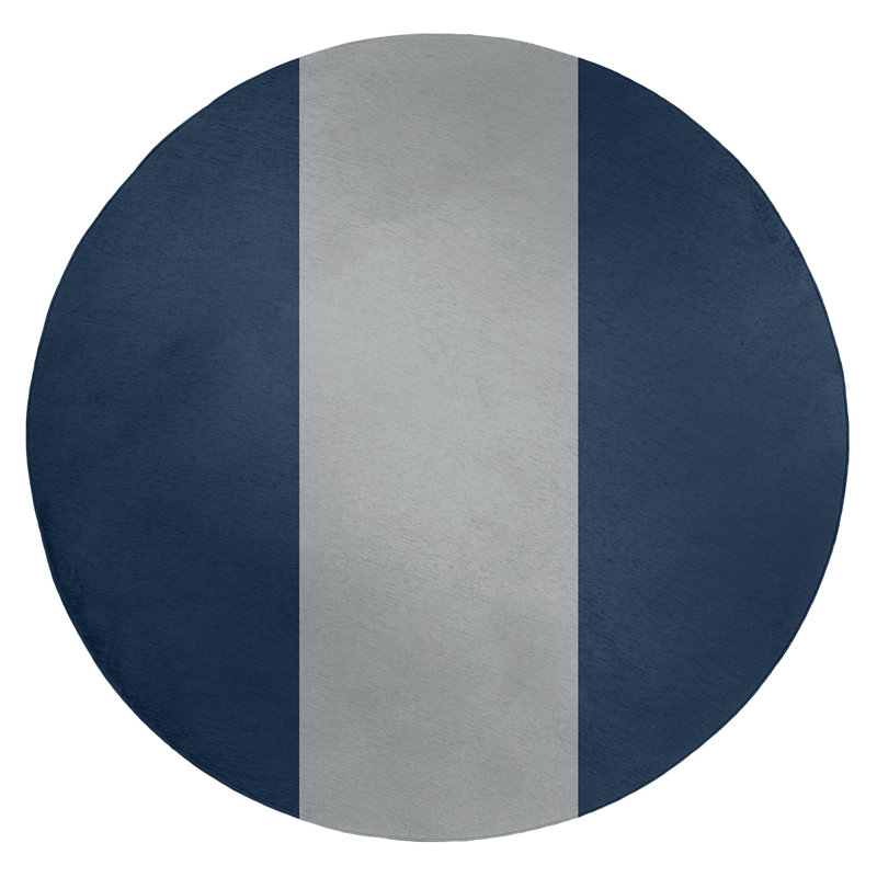Tapis à rayures bleu/gris, Rond 5 pi