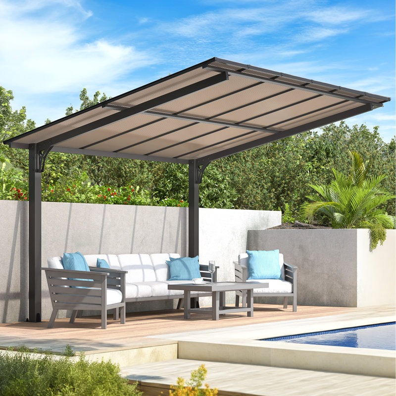 Pergola autoportante pour terrasse, H 97,20 po x l 140,40 po x P 120 po