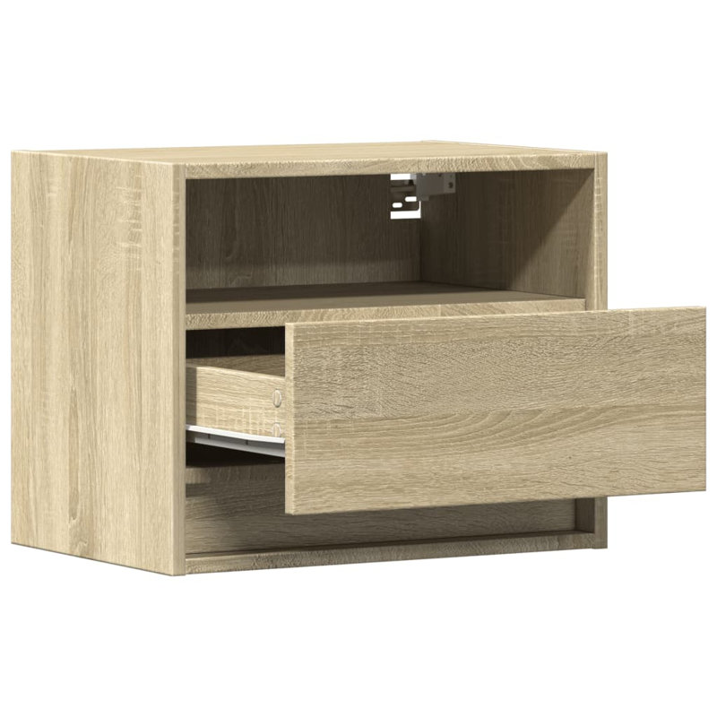 Alcea 50cm W Manufactured Wood Bedside Table, Sonoma Oak, Set of 2