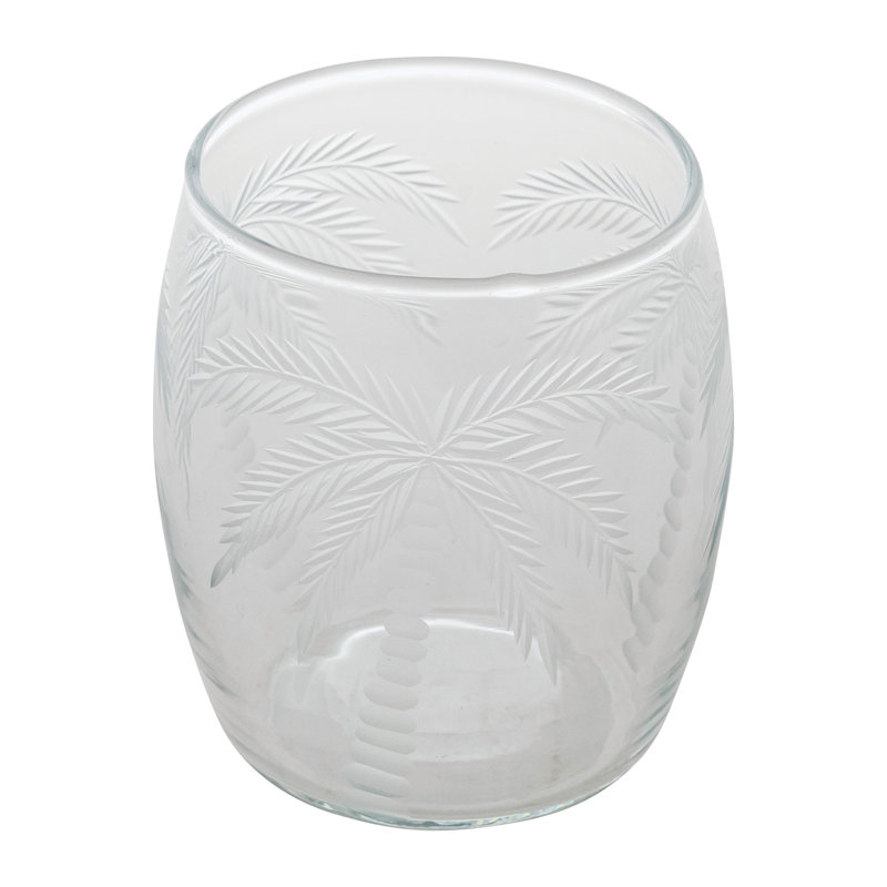 Verres à boire en verre gravé à l'eau-forte avec motif de palmier
