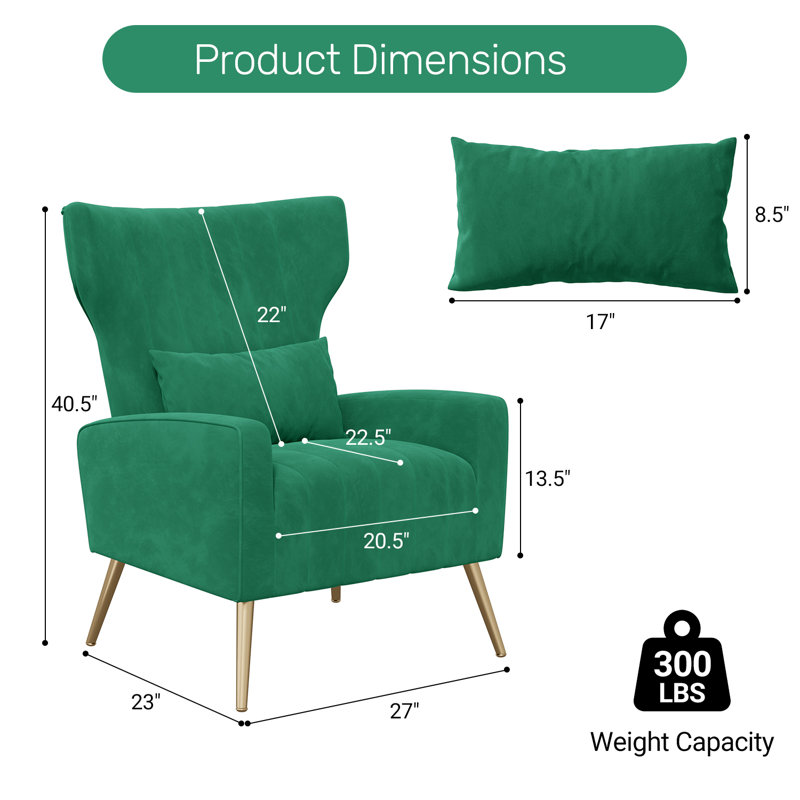 Velvet Accent Chair, Green
