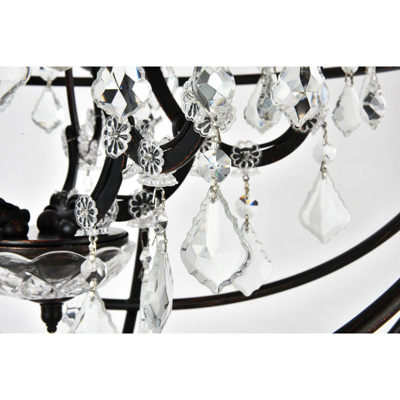 Svante 5 - Light Dimmable Globe Chandelier, Dark Bronze, Crystal (Clear)
