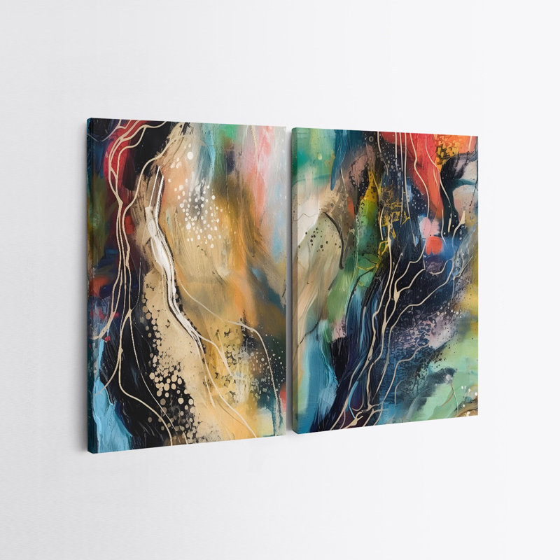 Peinture décorative sur toile (2 pièces), H 27,6 po x l 39,4 po