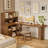 Light-walnut L-Shaped Solid Wood desks-107556331-107556328